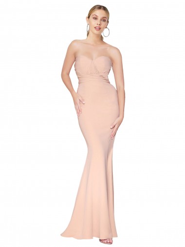 Sirène Col Haut Crêpe Stretch Longue Formelles Robes demoiselle d'honneur / Robes de soirée / Robes de bal à Bas Prix