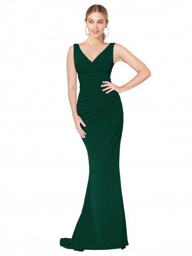 Sirène Col V Crêpe Stretch Longue Formelles Robes demoiselle d'honneur / Robes de soirée / Robes de bal à Bas Prix