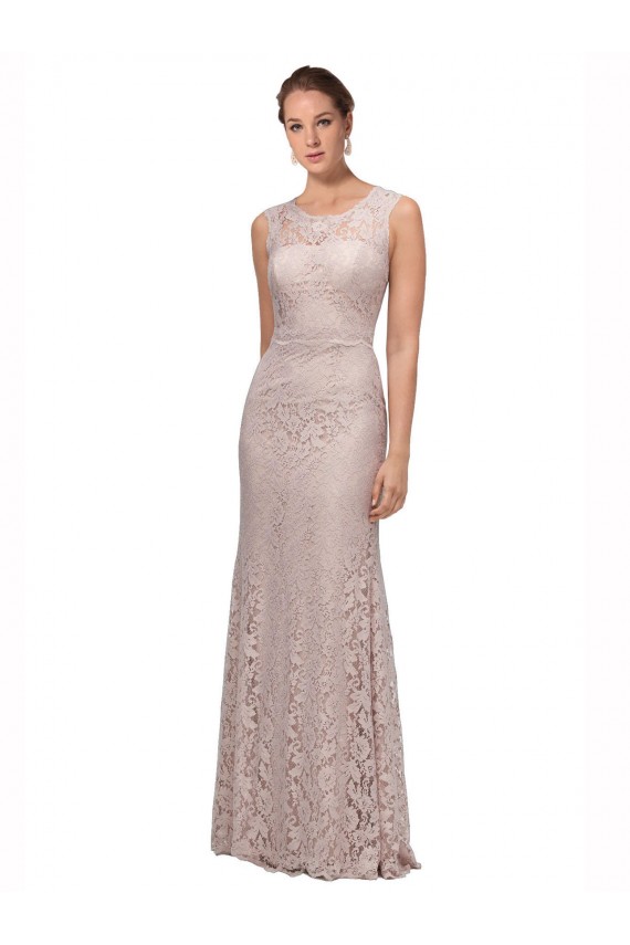 Sirène Illusion Scoop Dentelle Longue Robes demoiselle d'honneur / Robes de bal à Bas Prix