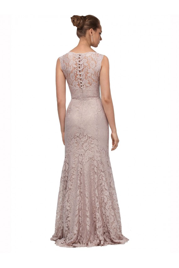 Sirène Illusion Scoop Dentelle Longue Robes demoiselle d'honneur / Robes de bal à Bas Prix
