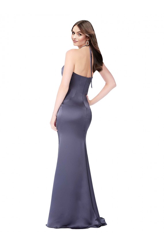 Sirène Licou Satiné Soyeux Longue Formelles Robes demoiselle d'honneur / Robes de soirée / Robes de bal à Bas Prix