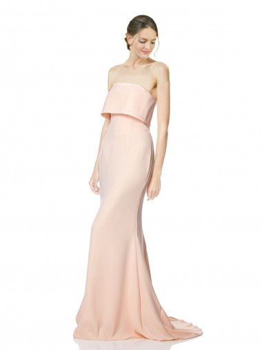 Sirène Sans bretelle Col Haut Crêpe Stretch Longue Formelles Robes demoiselle d'honneur / Robes de soirée / Robes de bal à Bas Prix
