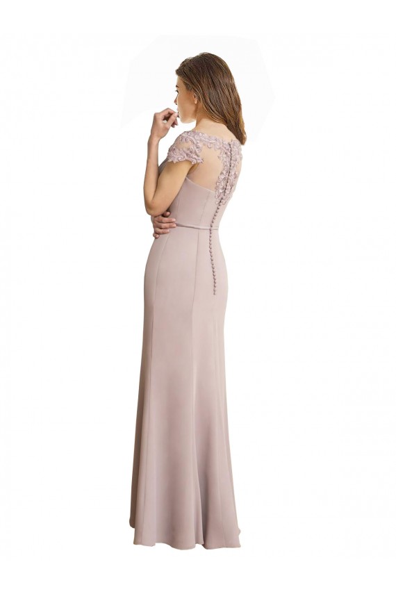 Sirène Scoop Col Haut Mousseline Dentelle Longue Robes demoiselle d'honneur à Bas Prix