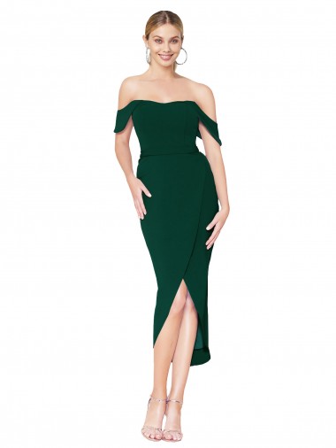 Sirène Épaule Dénudée Col Haut Crêpe Stretch Courte Asymétrique Robes demoiselle d'honneur / Robes de soirée / Robes de cocktail à Bas Prix