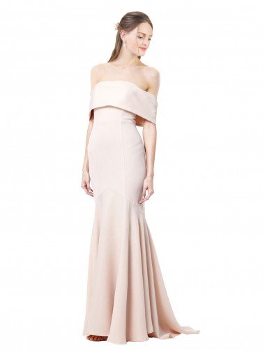 Sirène Épaule Dénudée Col Haut Crêpe Stretch Longue Formelles Robes demoiselle d'honneur / Robes de soirée / Robes de bal à Bas Prix