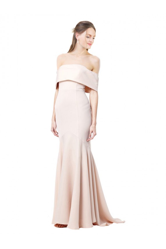Sirène Épaule Dénudée Col Haut Crêpe Stretch Longue Formelles Robes demoiselle d'honneur / Robes de soirée / Robes de bal à Bas Prix