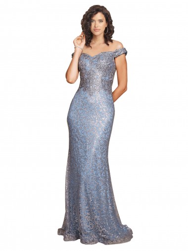 Sirène Épaule Dénudée Paillette Longue Formelles Robes demoiselle d'honneur / Robes de soirée / Robes de bal à Bas Prix