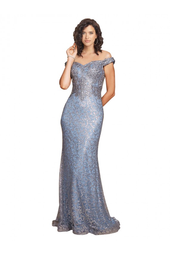 Sirène Épaule Dénudée Paillette Longue Formelles Robes demoiselle d'honneur / Robes de soirée / Robes de bal à Bas Prix