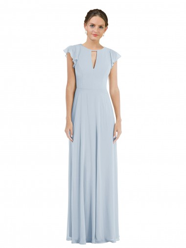 Trapèze Bateau Mousseline Longue Formelles Robes demoiselle d'honneur / Robes de soirée à Bas Prix