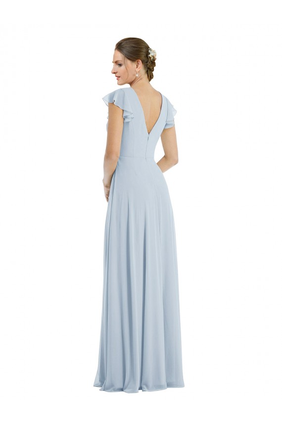 Trapèze Bateau Mousseline Longue Formelles Robes demoiselle d'honneur / Robes de soirée à Bas Prix