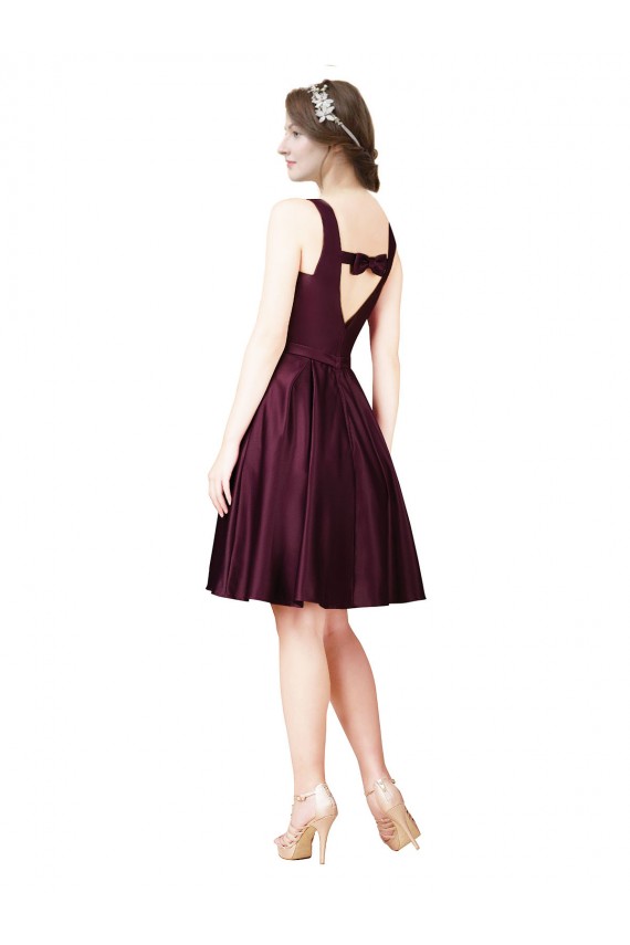 Trapèze Bateau Satiné Courte Robes demoiselle d'honneur / Robes de bal / Robes de cocktail à Bas Prix