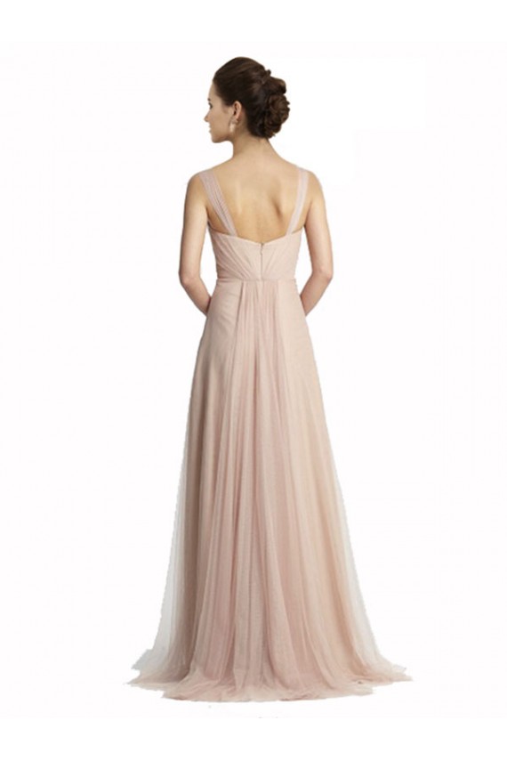 Trapèze Col Carré Tulle Longue Robes demoiselle d'honneur à Bas Prix