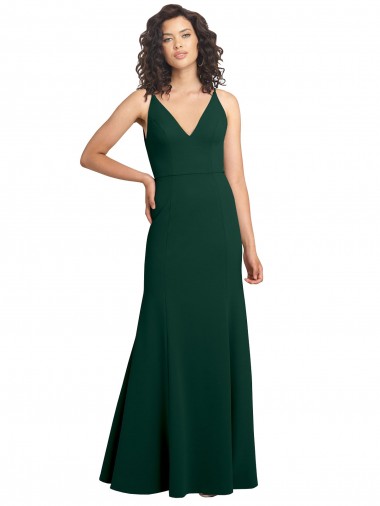 Trapèze Col V Crêpe Stretch Longue Formelles Robes demoiselle d'honneur / Robes de soirée / Robes de bal à Bas Prix