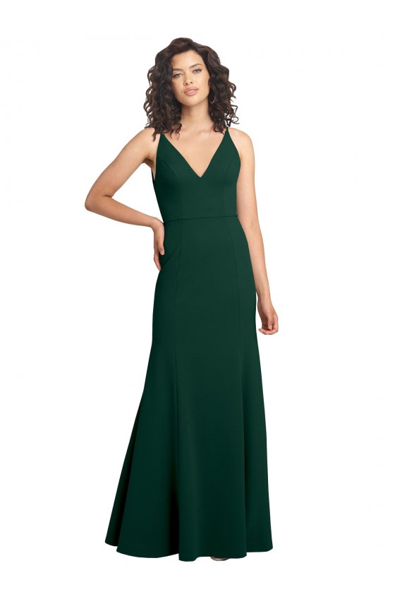 Trapèze Col V Crêpe Stretch Longue Formelles Robes demoiselle d'honneur / Robes de soirée / Robes de bal à Bas Prix