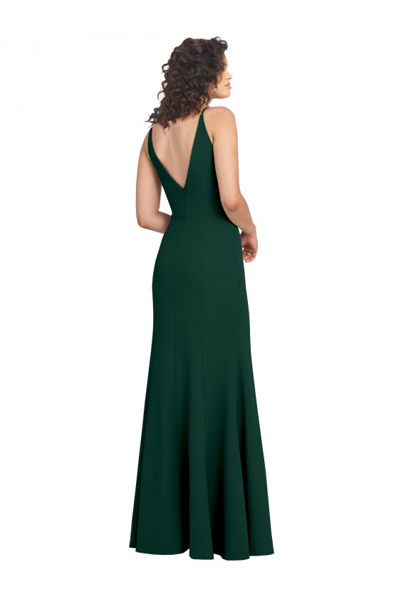 Trapèze Col V Crêpe Stretch Longue Formelles Robes demoiselle d'honneur / Robes de soirée / Robes de bal à Bas Prix