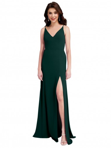Trapèze Col V Crêpe Stretch Longue Formelles Robes demoiselle d'honneur / Robes de soirée / Robes de bal à Bas Prix
