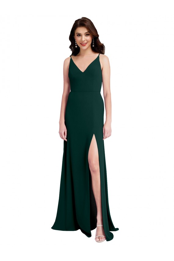 Trapèze Col V Crêpe Stretch Longue Formelles Robes demoiselle d'honneur / Robes de soirée / Robes de bal à Bas Prix