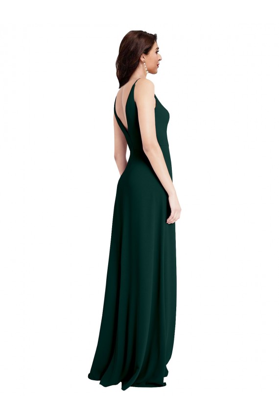 Trapèze Col V Crêpe Stretch Longue Formelles Robes demoiselle d'honneur / Robes de soirée / Robes de bal à Bas Prix