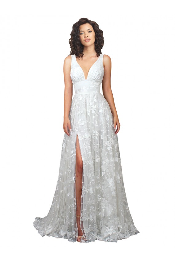 Trapèze Col V Dentelle Robes de mariée à Bas Prix