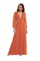Trapèze Col V Mousseline Longue Asymétrique Robes demoiselle d'honneur à Bas Prix