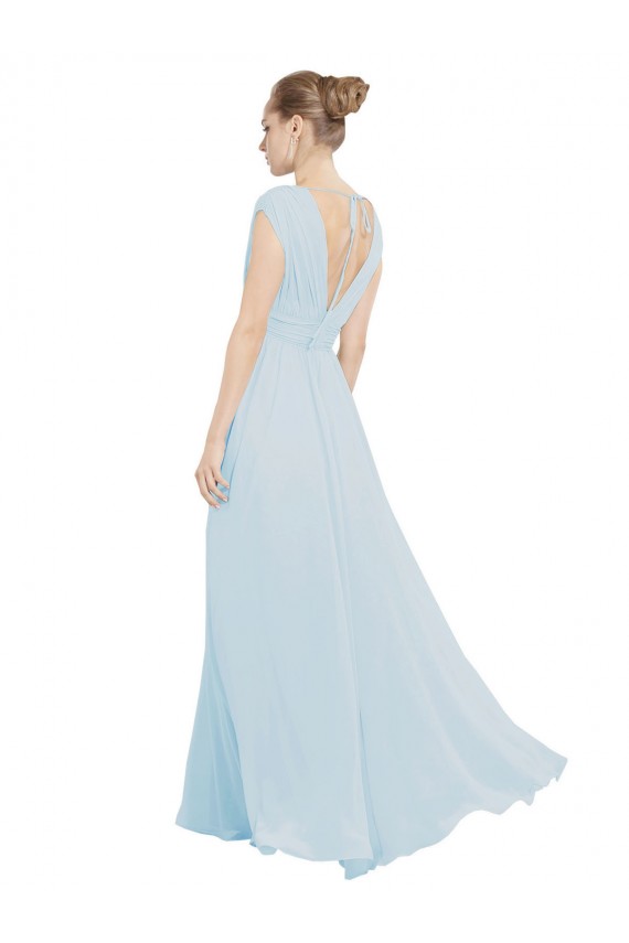 Trapèze Col V Mousseline Longue Robes demoiselle d'honneur à Bas Prix