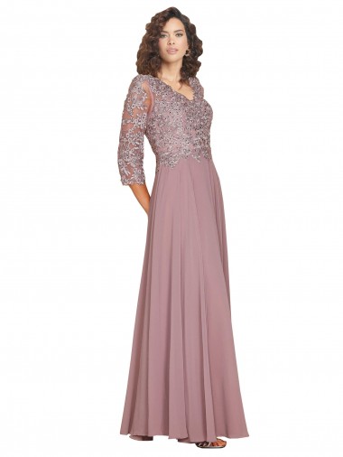 Trapèze Col V Mousseline Longue Robes demoiselle d'honneur / Robes de bal à Bas Prix