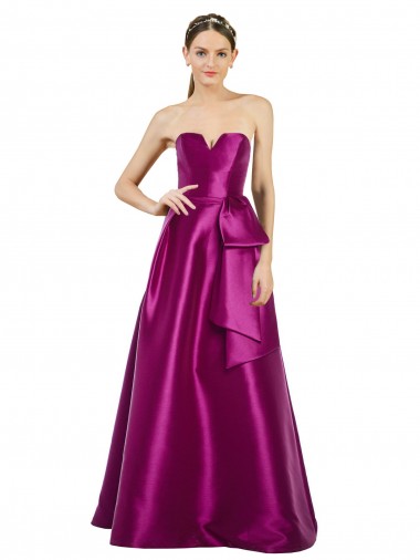 Trapèze Col V Satiné Longue Robes demoiselle d'honneur / Robes de bal à Bas Prix