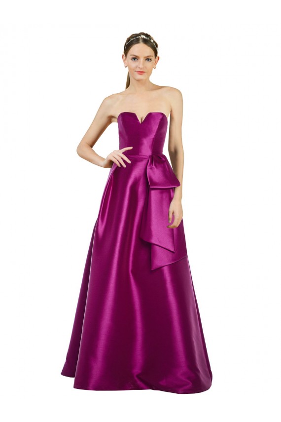Trapèze Col V Satiné Longue Robes demoiselle d'honneur / Robes de bal à Bas Prix