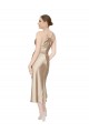 Trapèze Col V midi Satiné Soyeux Courte Robes demoiselle d'honneur / Robes de soirée / Robes de cocktail à Bas Prix