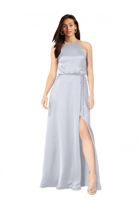 Trapèze Licou Satiné Soyeux Longue Formelles Robes demoiselle d'honneur / Robes de soirée à Bas Prix