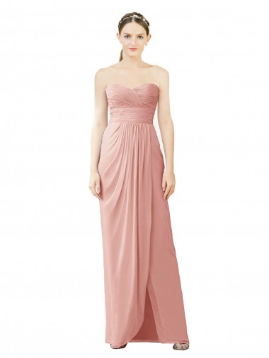 Trapèze Sans bretelle Mousseline Longue Asymétrique Robes demoiselle d'honneur à Bas Prix