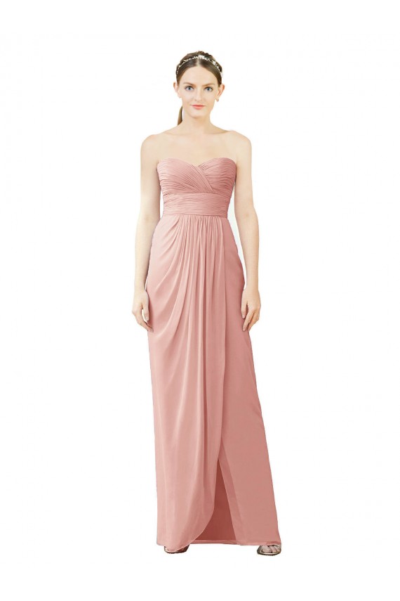 Trapèze Sans bretelle Mousseline Longue Asymétrique Robes demoiselle d'honneur à Bas Prix