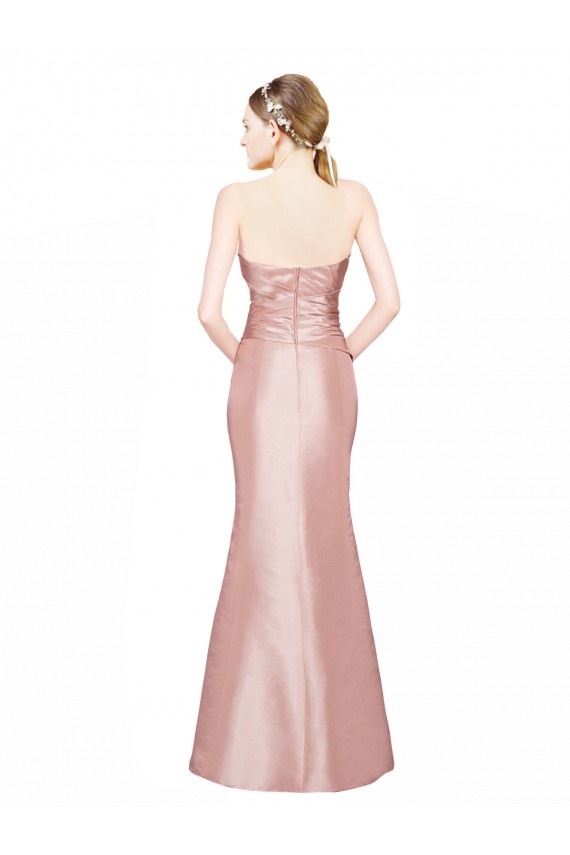 Trapèze Sans bretelle Satiné Stretch Longue Formelles Robes demoiselle d'honneur / Robes de soirée / Robes de bal à Bas Prix