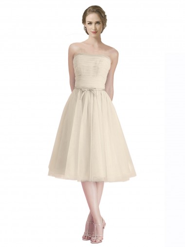 Trapèze Sans bretelle Tulle Courte Robes demoiselle d'honneur / Robes de cocktail à Bas Prix