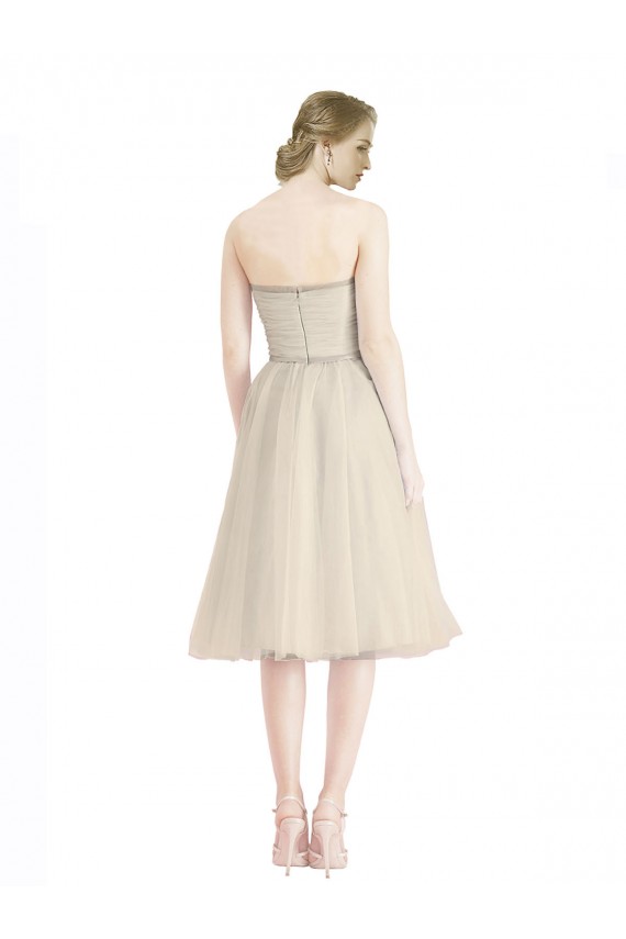 Trapèze Sans bretelle Tulle Courte Robes demoiselle d'honneur / Robes de cocktail à Bas Prix