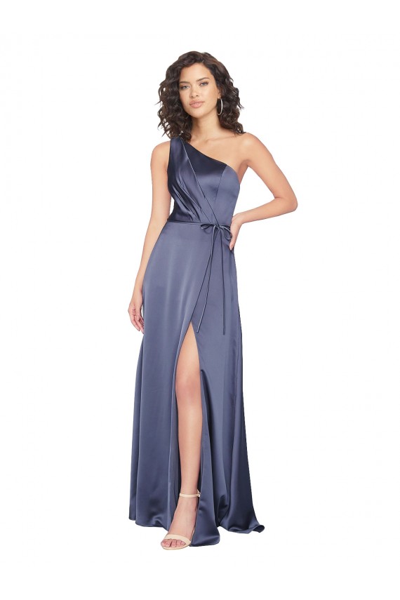 Trapèze Satiné Soyeux Longue Formelles Robes demoiselle d'honneur / Robes de soirée / Robes de bal à Bas Prix