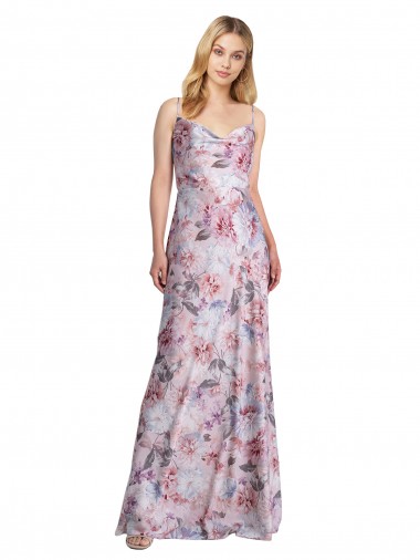 Trapèze Satiné Stretch Floral Longue Formelles Robes demoiselle d'honneur / Robes de soirée à Bas Prix