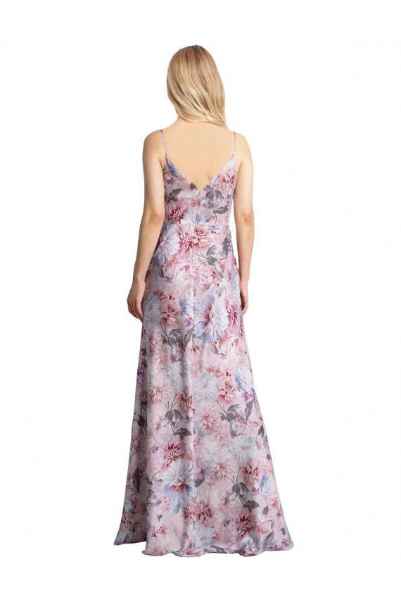 Trapèze Satiné Stretch Floral Longue Formelles Robes demoiselle d'honneur / Robes de soirée à Bas Prix