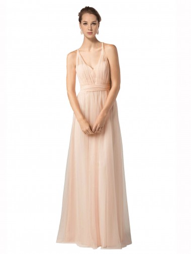 Trapèze Tulle Longue Robes demoiselle d'honneur à Bas Prix