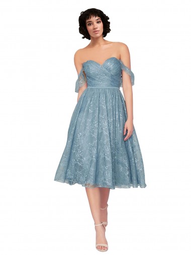 Trapèze Épaule Dénudée Dentelle Courte Robes demoiselle d'honneur / Robes de cocktail à Bas Prix