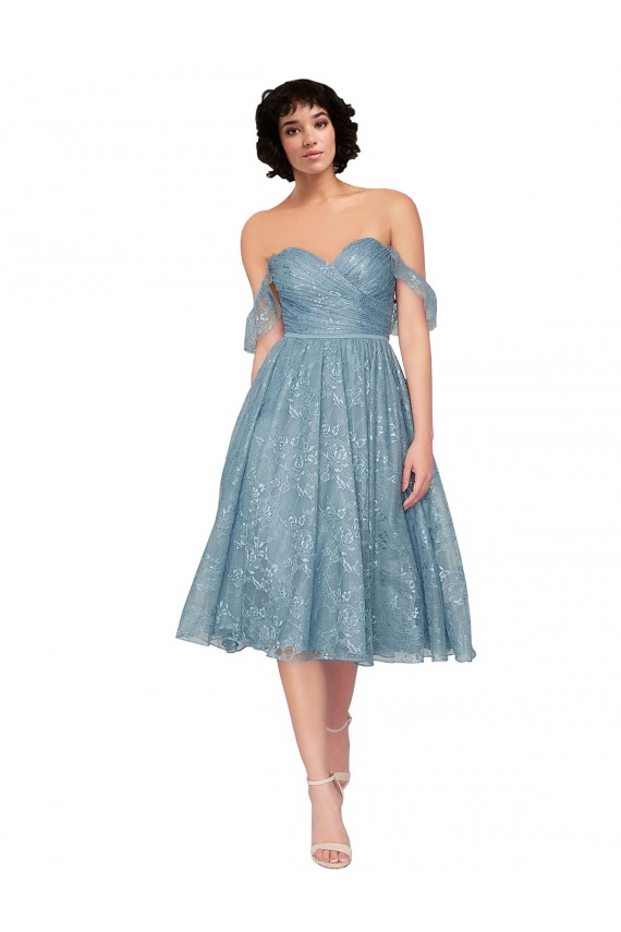Trapèze Épaule Dénudée Dentelle Courte Robes demoiselle d'honneur / Robes de cocktail à Bas Prix