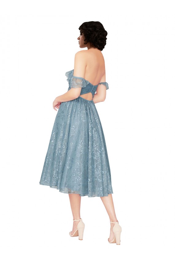 Trapèze Épaule Dénudée Dentelle Courte Robes demoiselle d'honneur / Robes de cocktail à Bas Prix