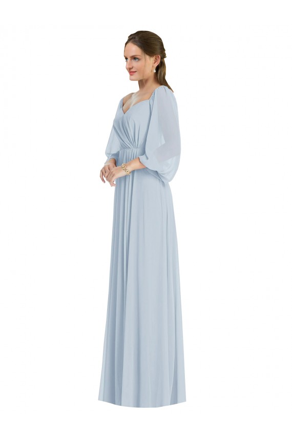 Trapèze Épaule Dénudée Mousseline Longue Formelles Robes demoiselle d'honneur / Robes de soirée à Bas Prix