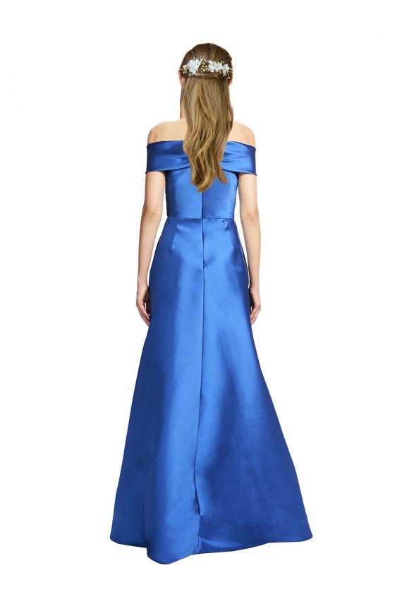 Trapèze Épaule Dénudée Satiné Longue Formelles Robes demoiselle d'honneur / Robes de soirée / Robes de bal à Bas Prix