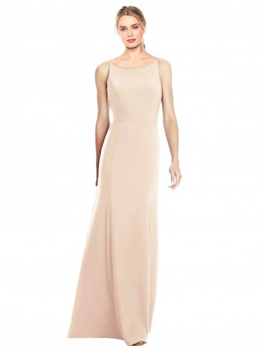 Trompette Bateau Crêpe Stretch Longue Robes demoiselle d'honneur / Robes de bal à Bas Prix