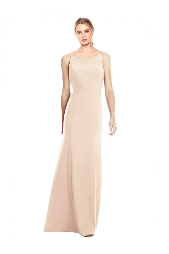 Trompette Bateau Crêpe Stretch Longue Robes demoiselle d'honneur / Robes de bal à Bas Prix