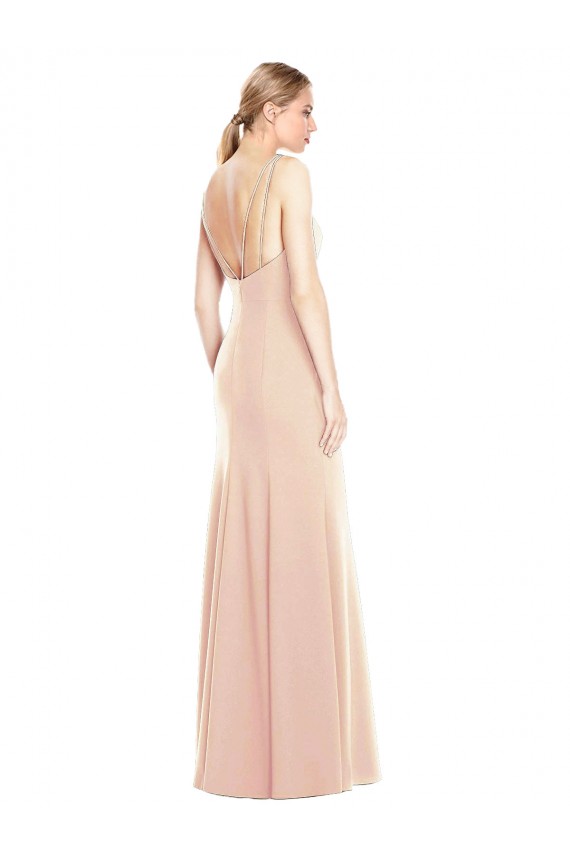 Trompette Bateau Crêpe Stretch Longue Robes demoiselle d'honneur / Robes de bal à Bas Prix