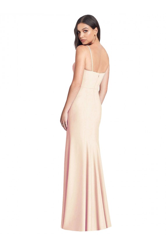 Trompette Bretelles spaghetti Crêpe Stretch Longue Robes demoiselle d'honneur / Robes de bal à Bas Prix