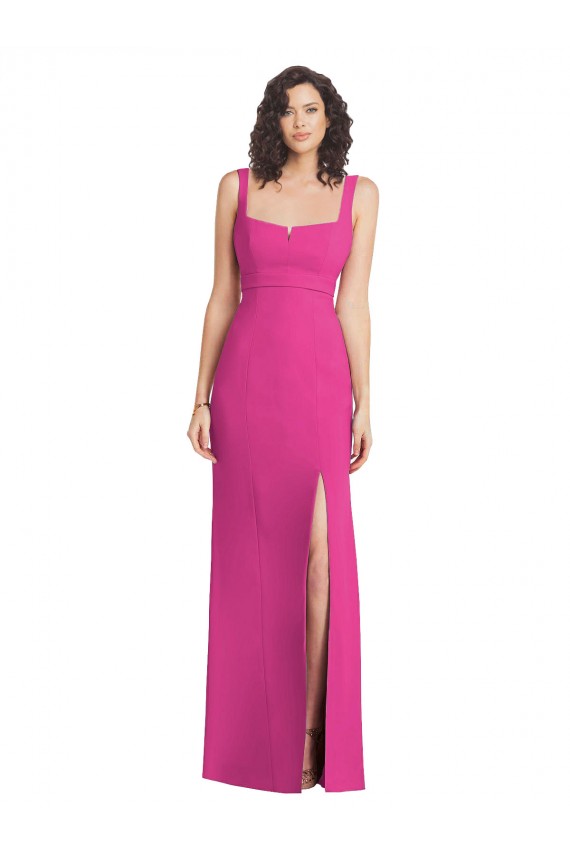 Trompette Col Carré Crêpe Stretch Longue Robes demoiselle d'honneur / Robes de bal à Bas Prix