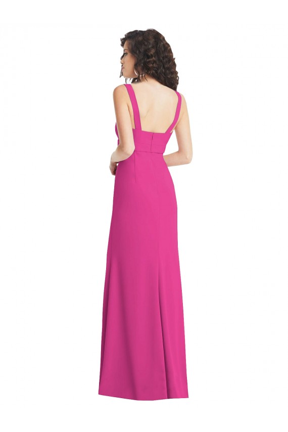 Trompette Col Carré Crêpe Stretch Longue Robes demoiselle d'honneur / Robes de bal à Bas Prix
